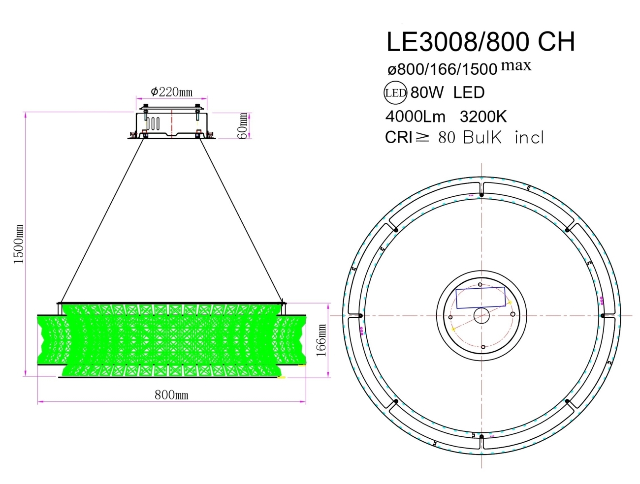 Подвесная люстра aurelie le3008/800 ch