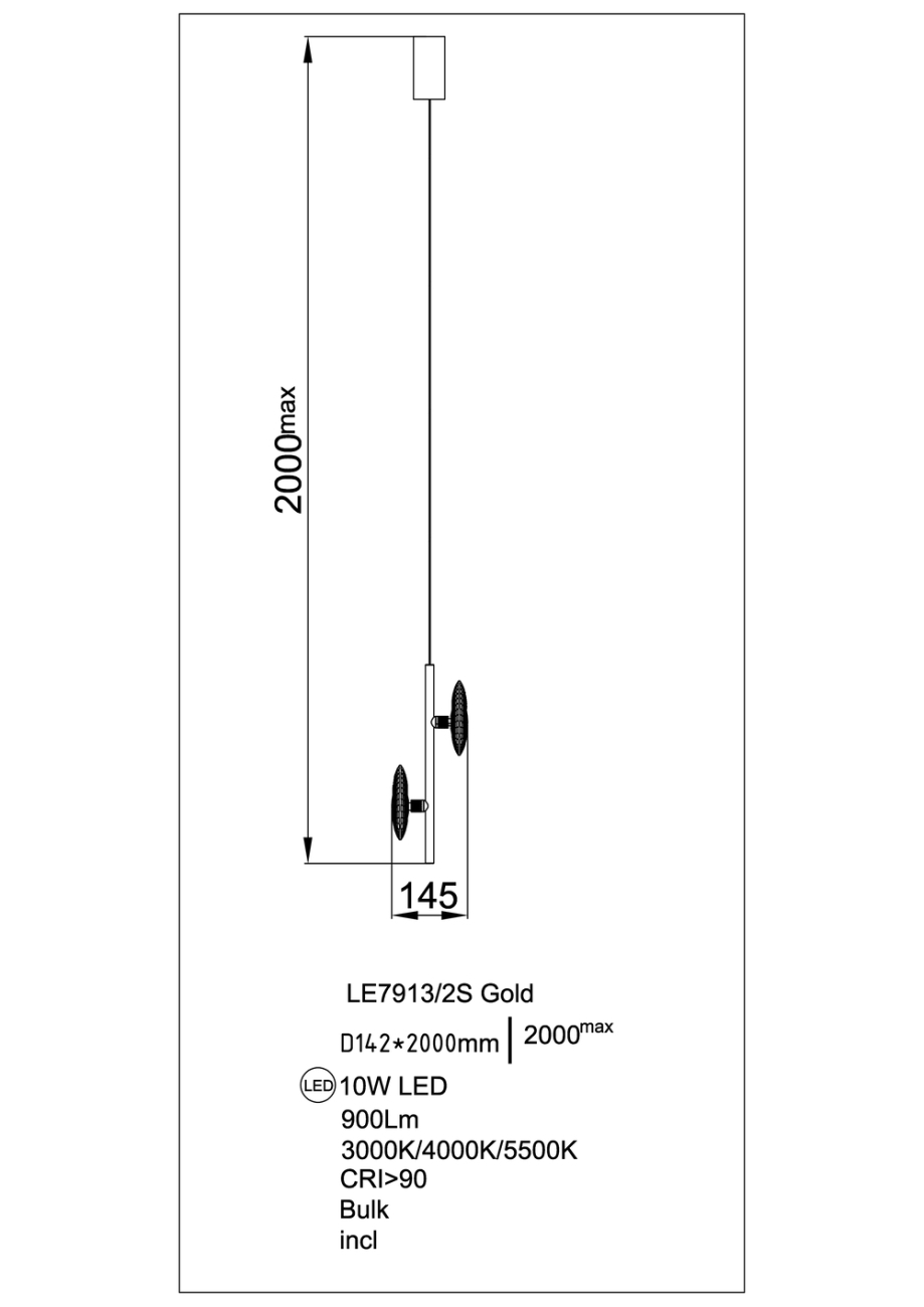 Подвесной светильник iris le7913/2s gold
