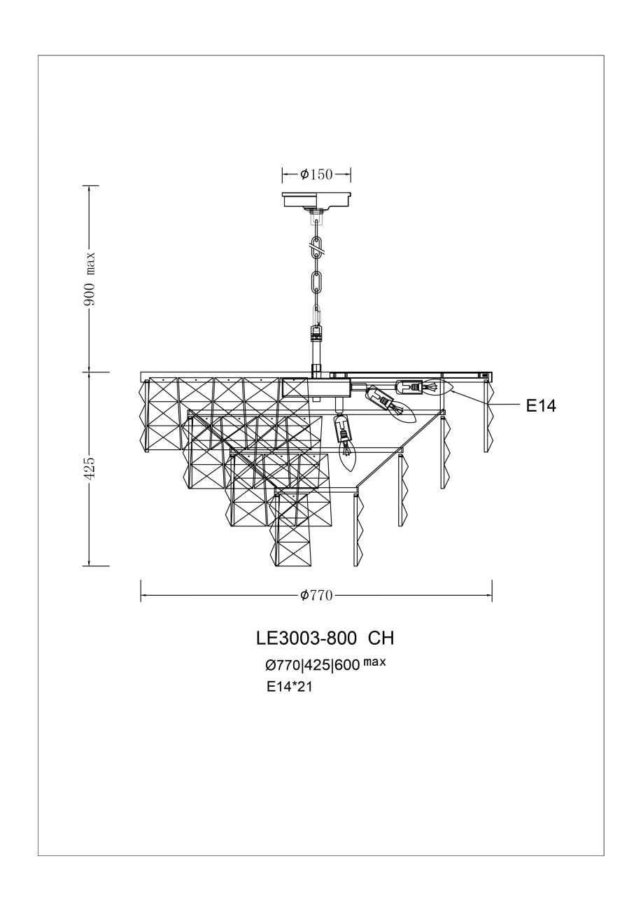 Подвесная люстра cristal le3003/800 ch