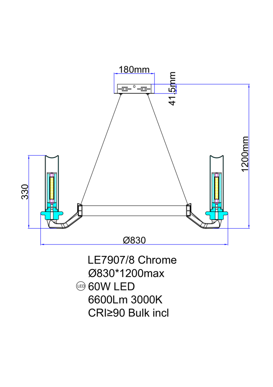Подвесная люстра alana le7907/8 chrome
