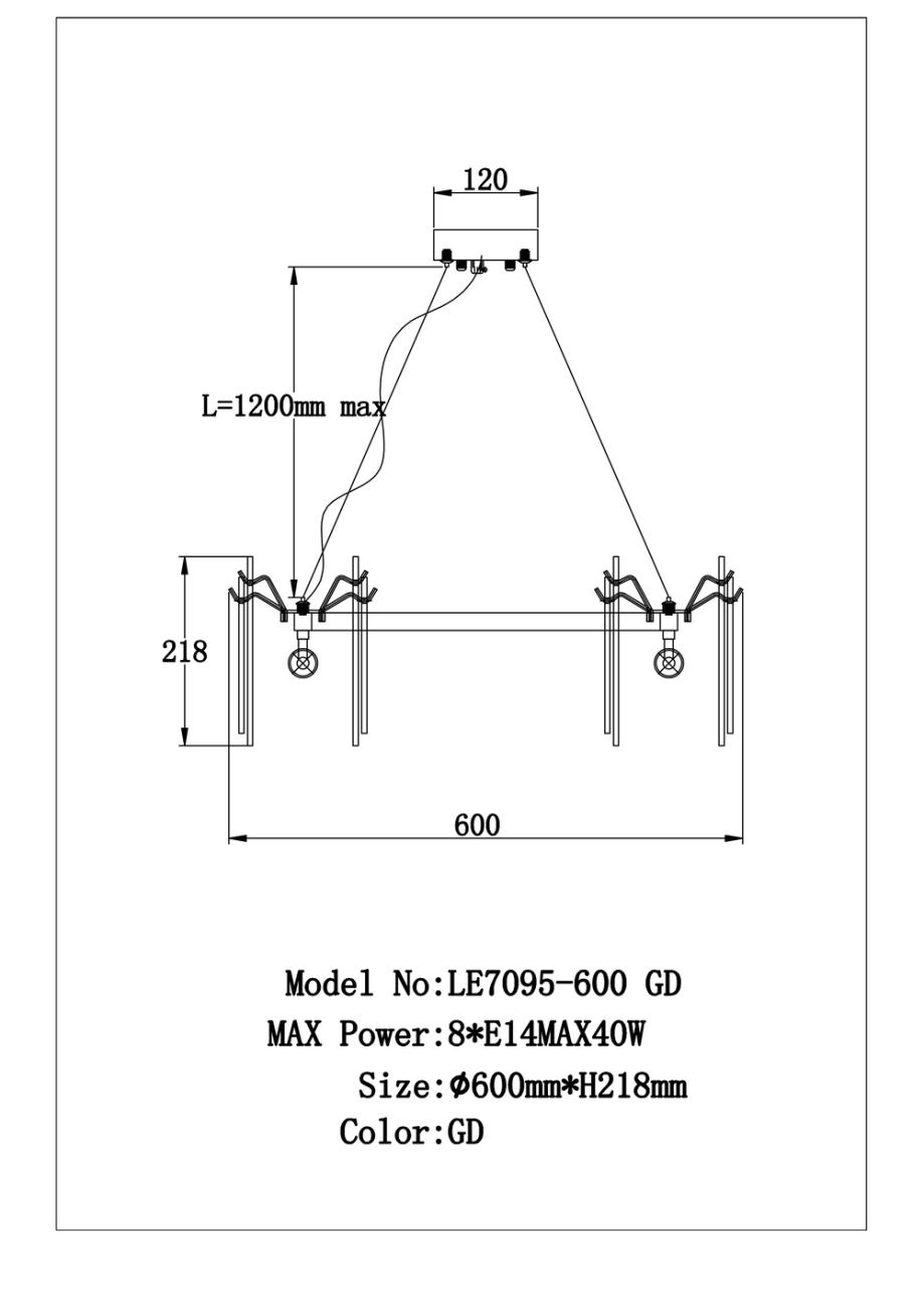 Подвесная люстра infini le7095/600 gd