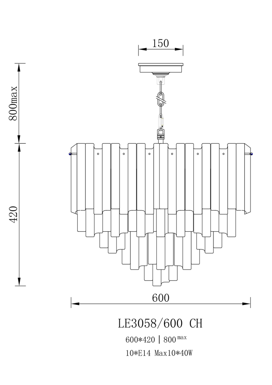 Подвесная люстра ophelia le3058/600 ch