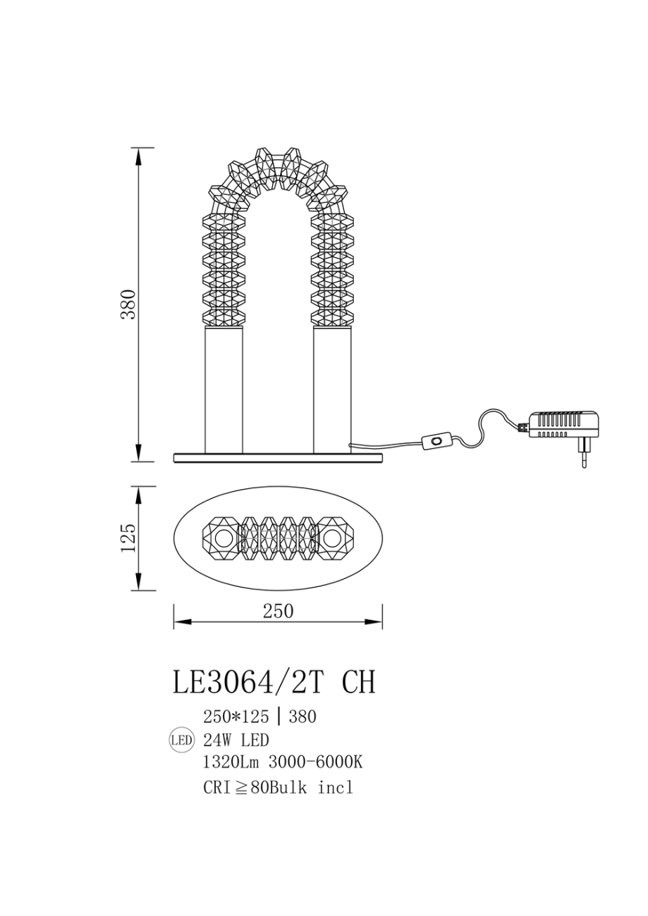 Настольная лампа tesla le3064/2t ch