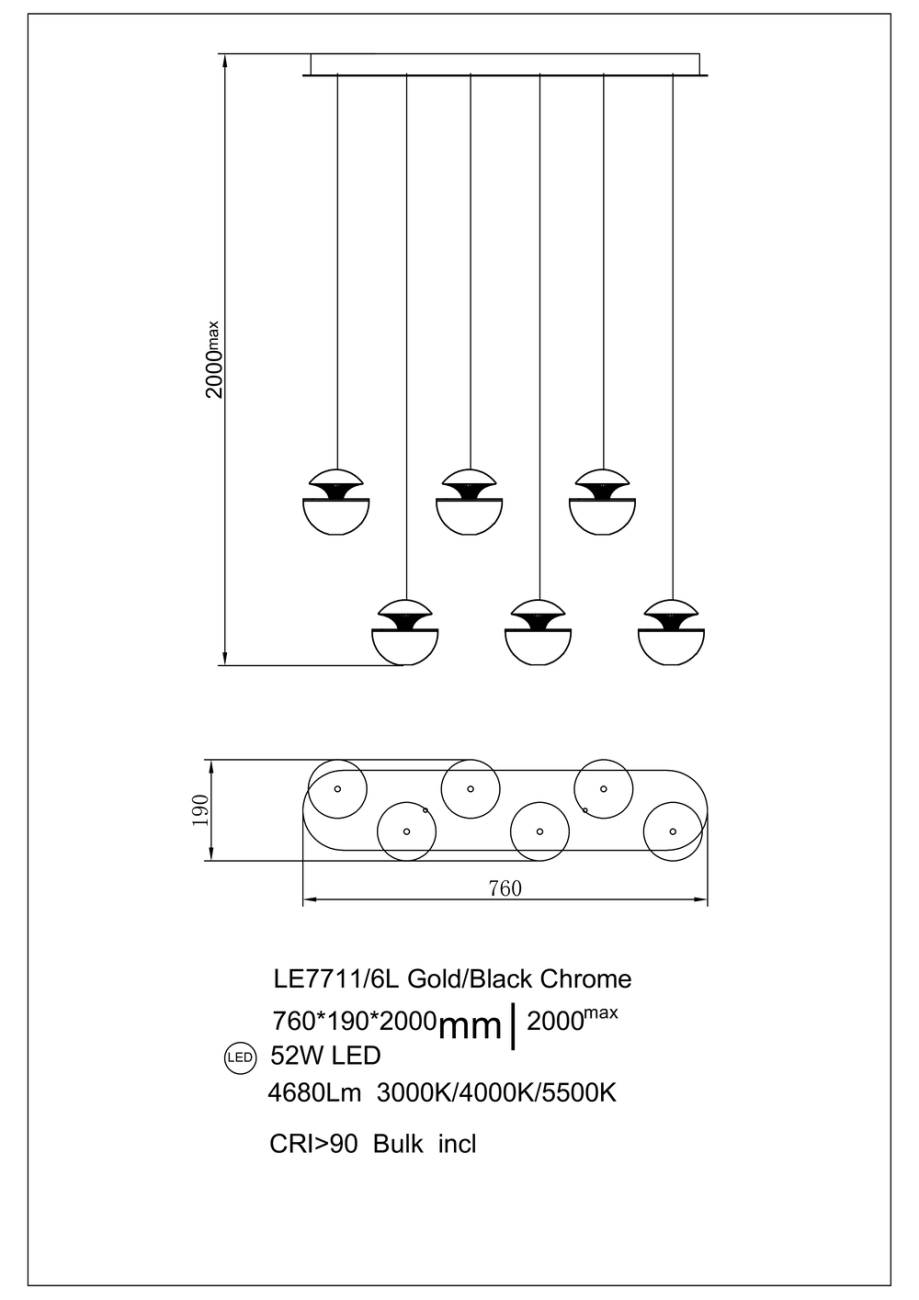 Подвесная люстра jelly le7711/6l gold/black chrome