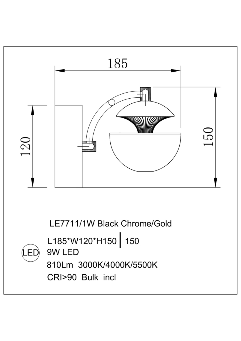 Бра jelly le7711/1w black chrome/gold