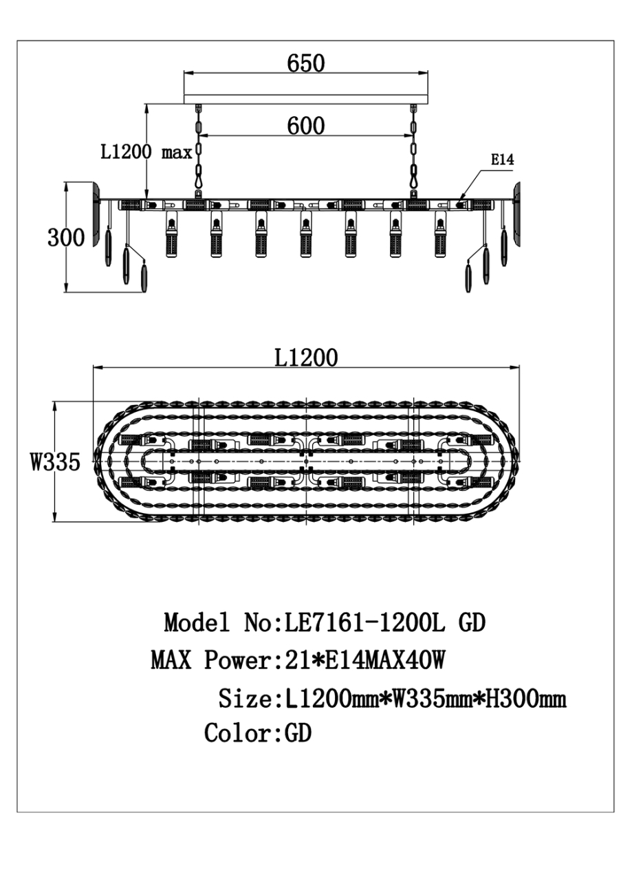 Подвесная люстра jacqueline le7161/1200l gd