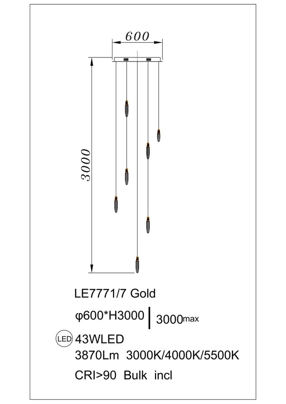 Подвесная люстра natali le7771/7 gold