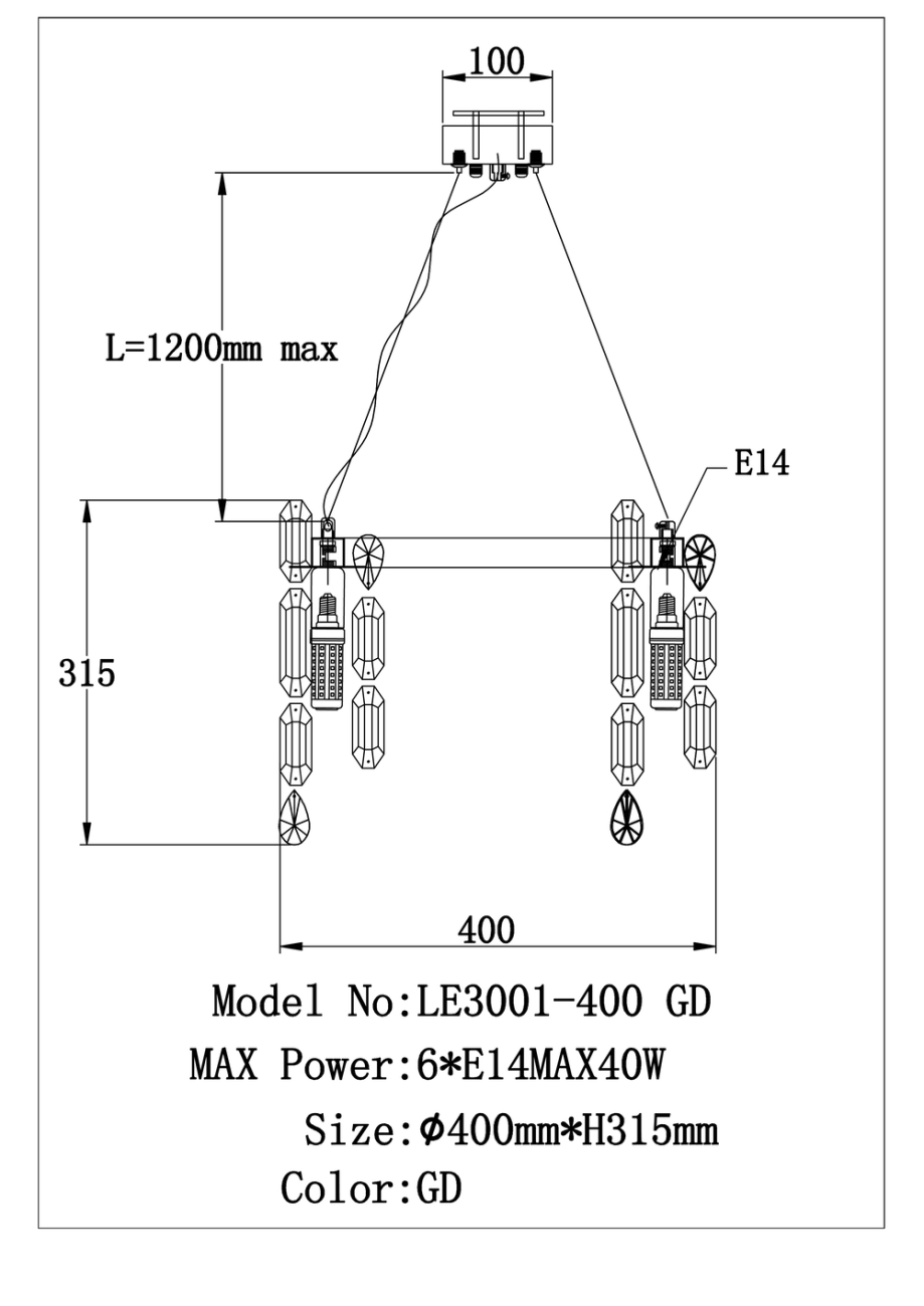 Подвесная люстра elien le3001/400 gd