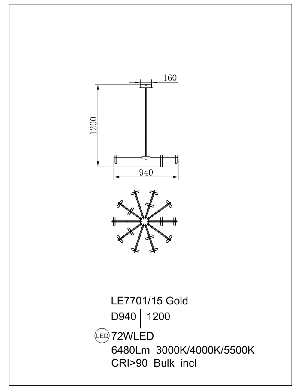 Подвесная люстра theona le7701/15 grey/black chrome