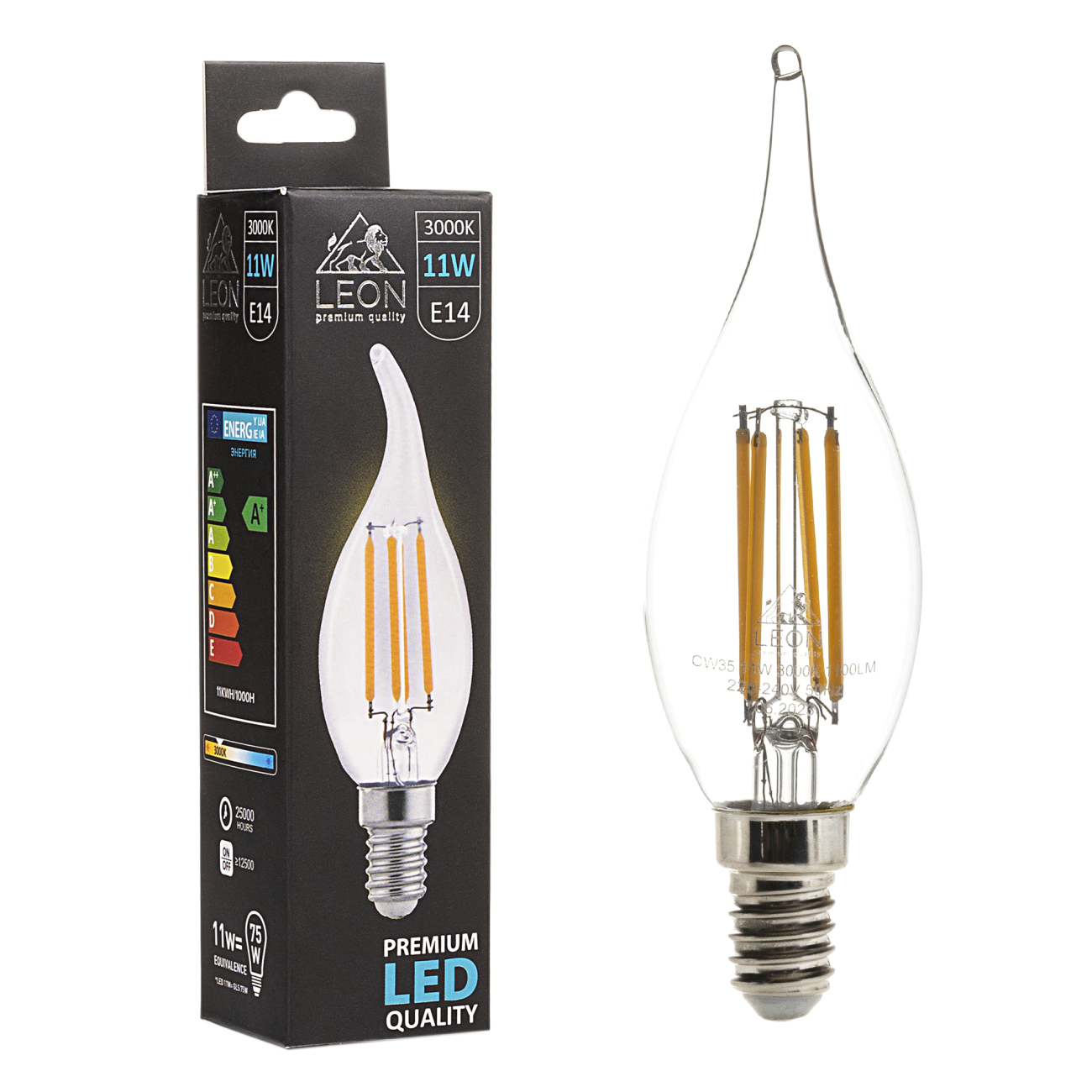 Светодиодная лампа leon le-cw35-11w-3000k-e14/cl