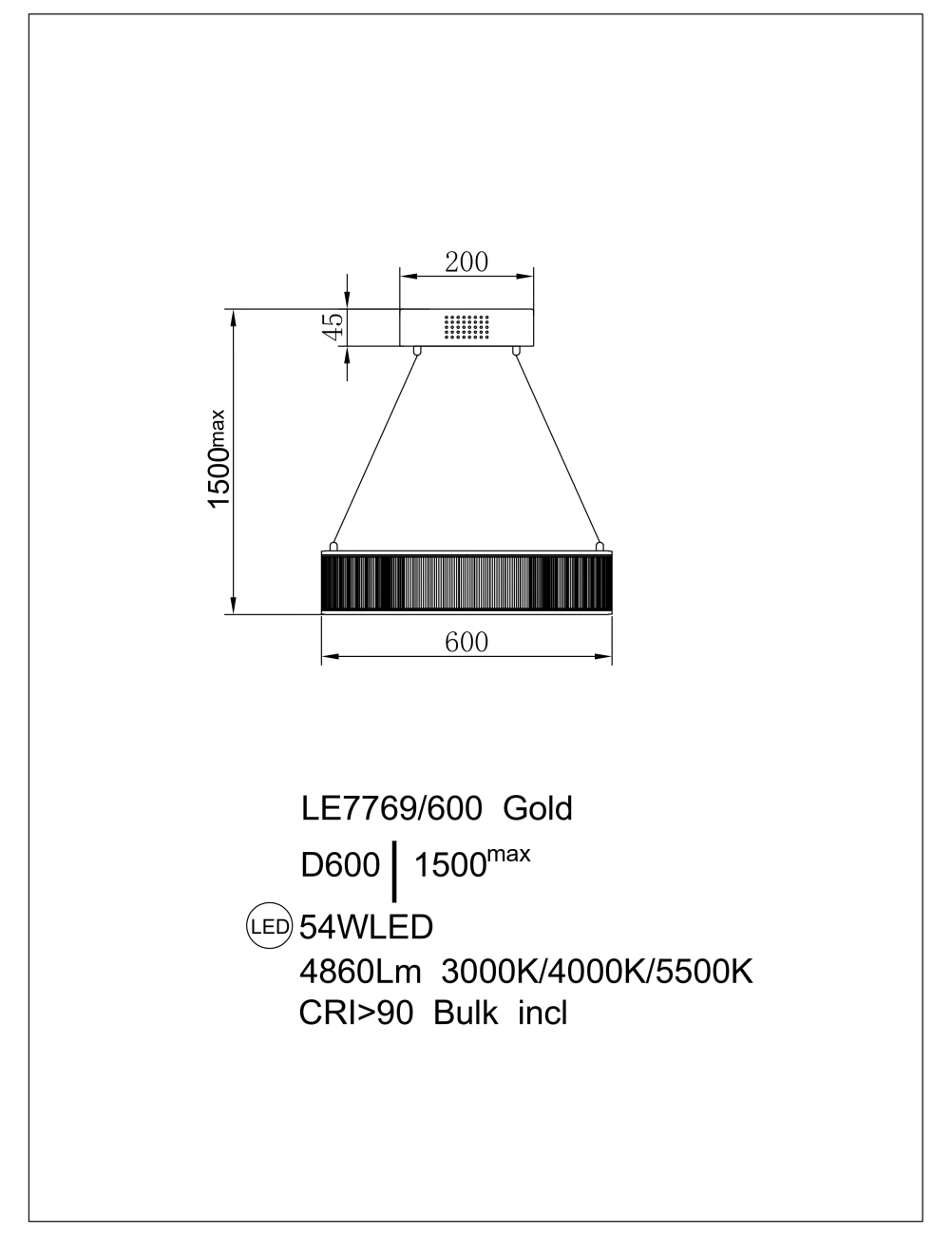 Подвесная люстра lumiere le7769/600 gold