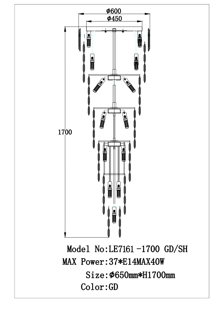 Подвесная люстра jacqueline le7161/1700 gd/sh