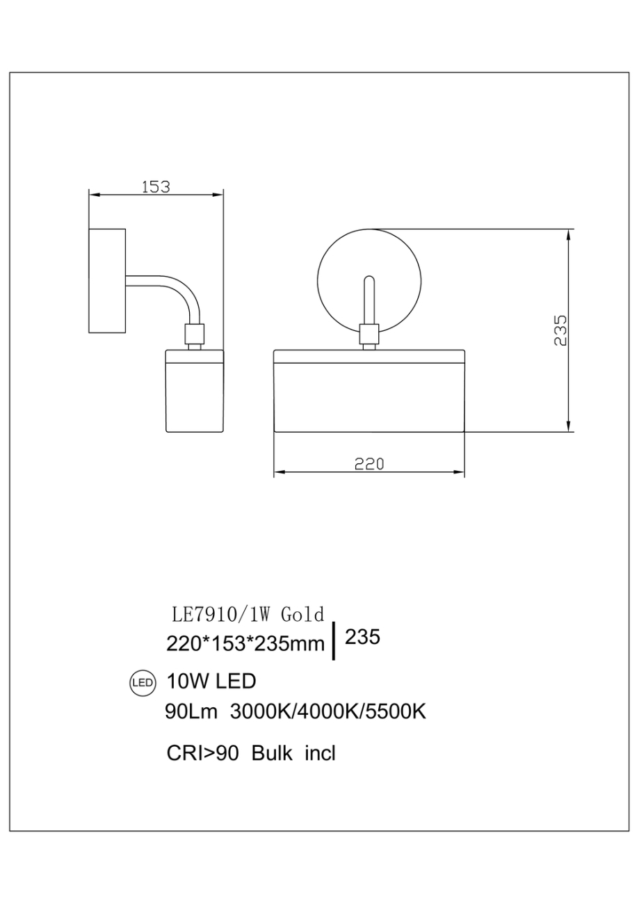 Бра indiana le7910/1w gold