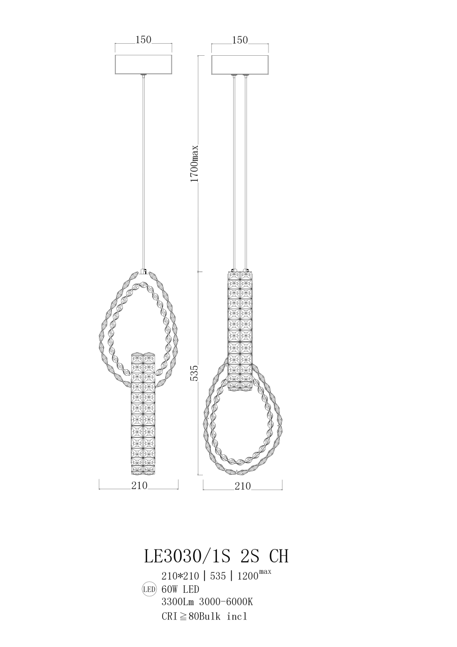 Подвесной светильник veronique le3030/1s 2s ch