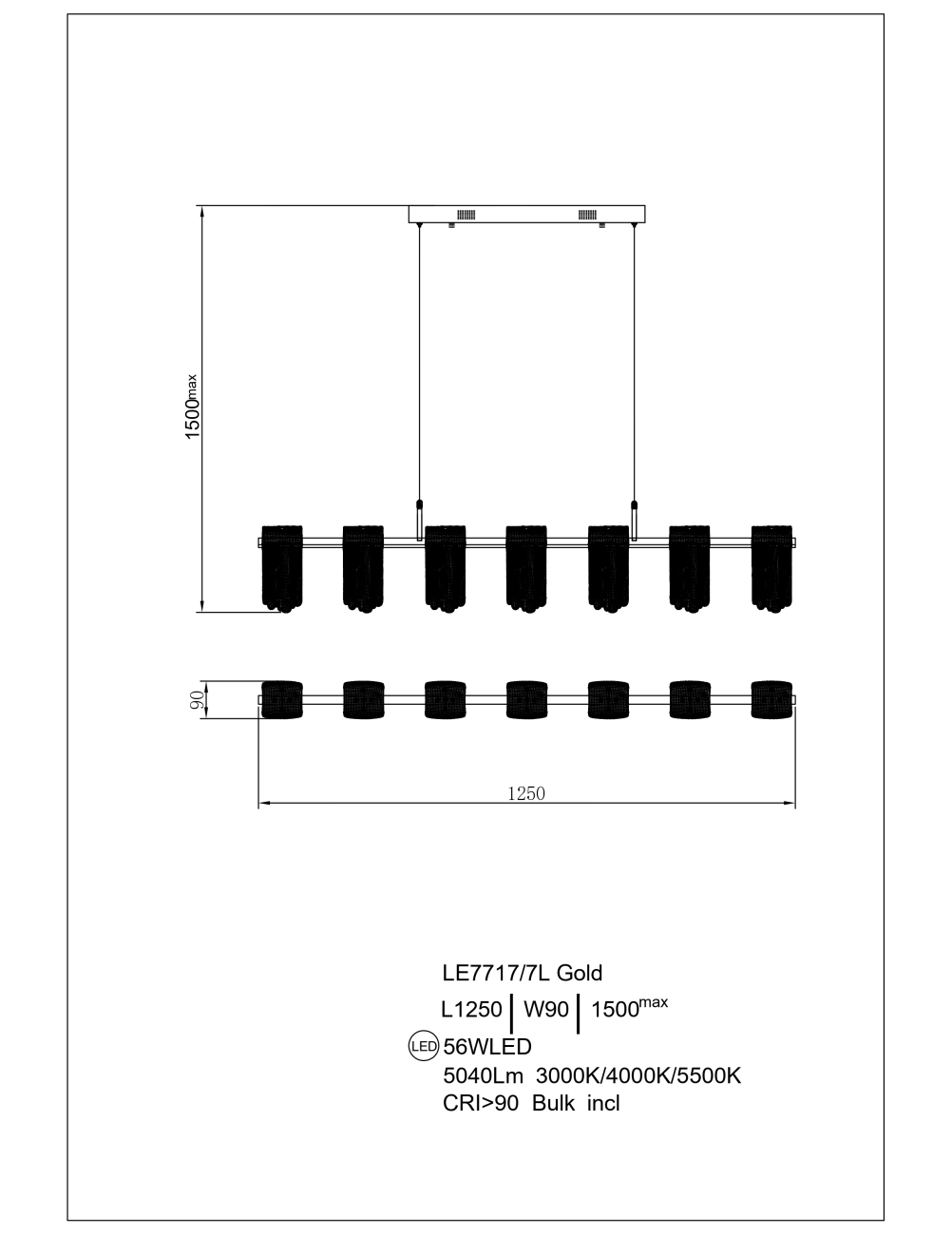 Подвесная люстра cascade le7717/7l gold