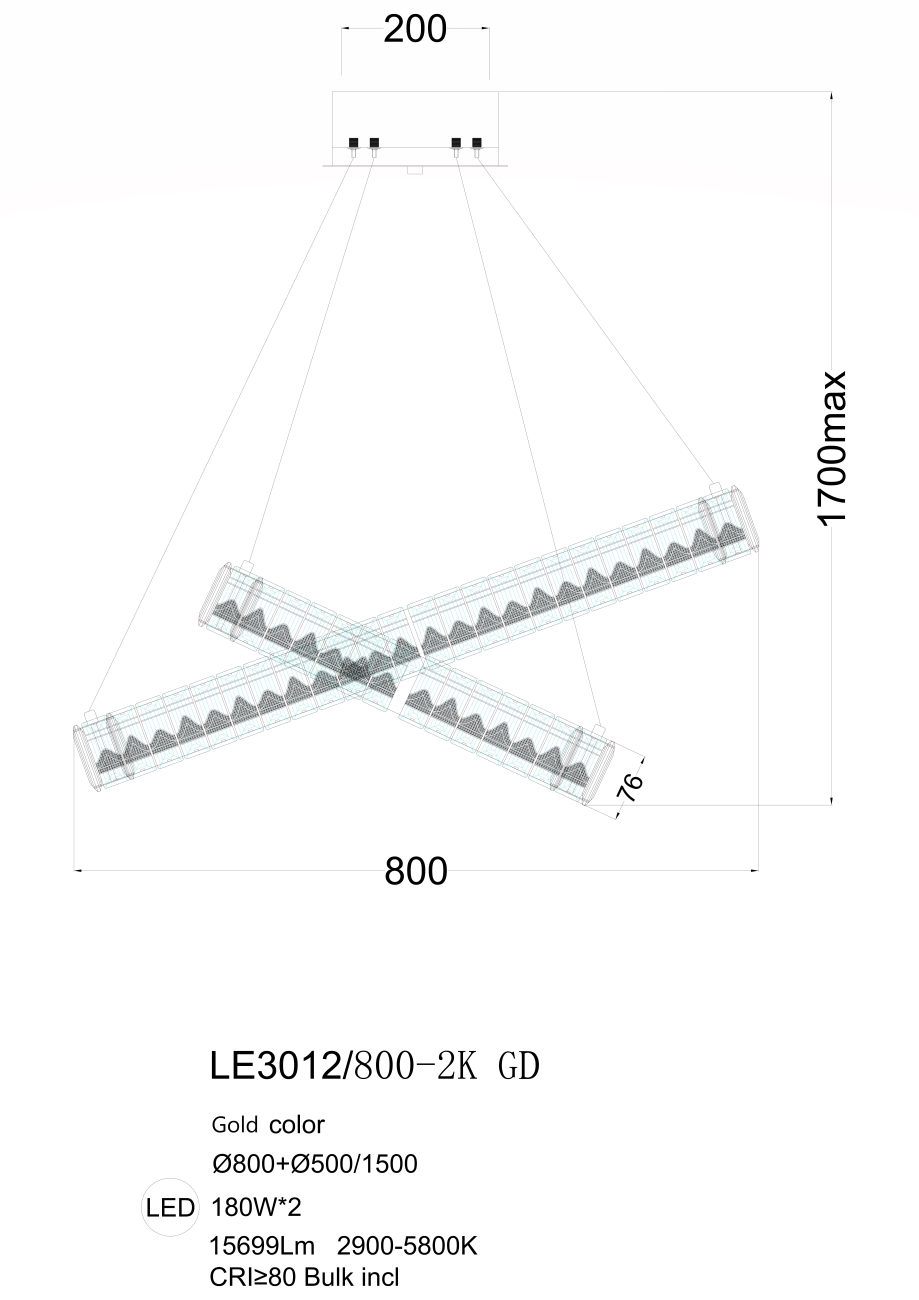 Подвесная люстра delaina le3012/800-2k gd
