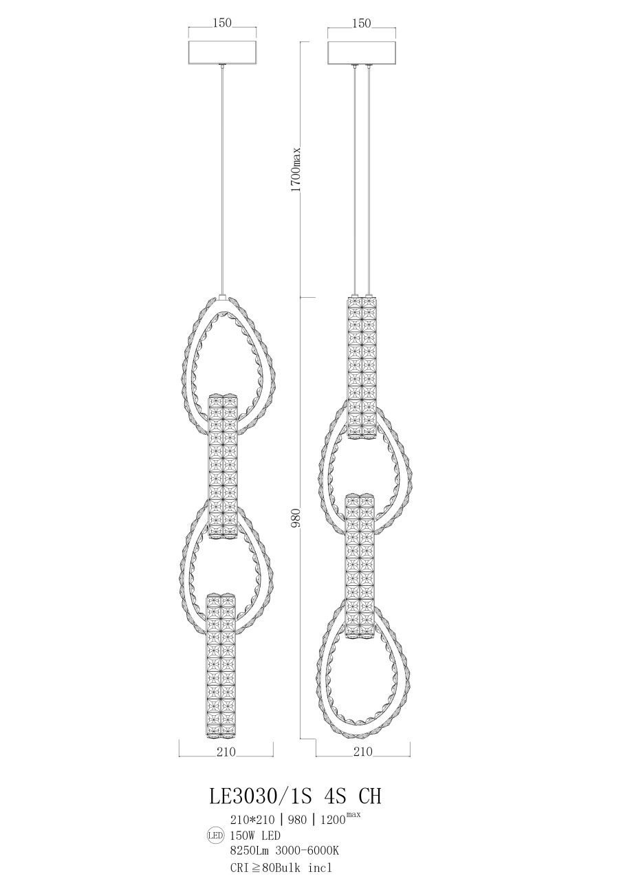 Подвесной светильник veronique le3030/1s 4s ch