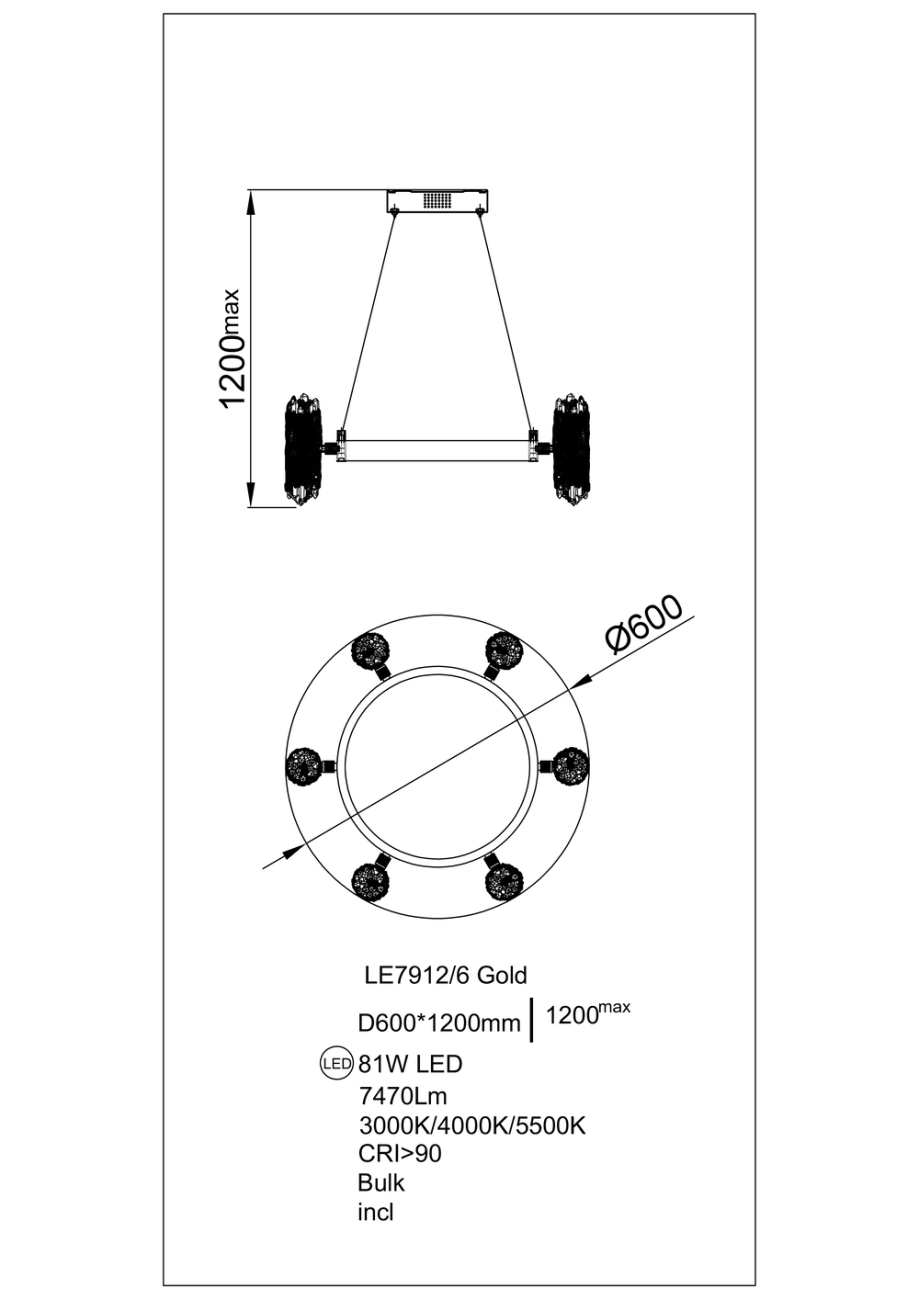 Подвесная люстра elizabeth le7912/6 gold