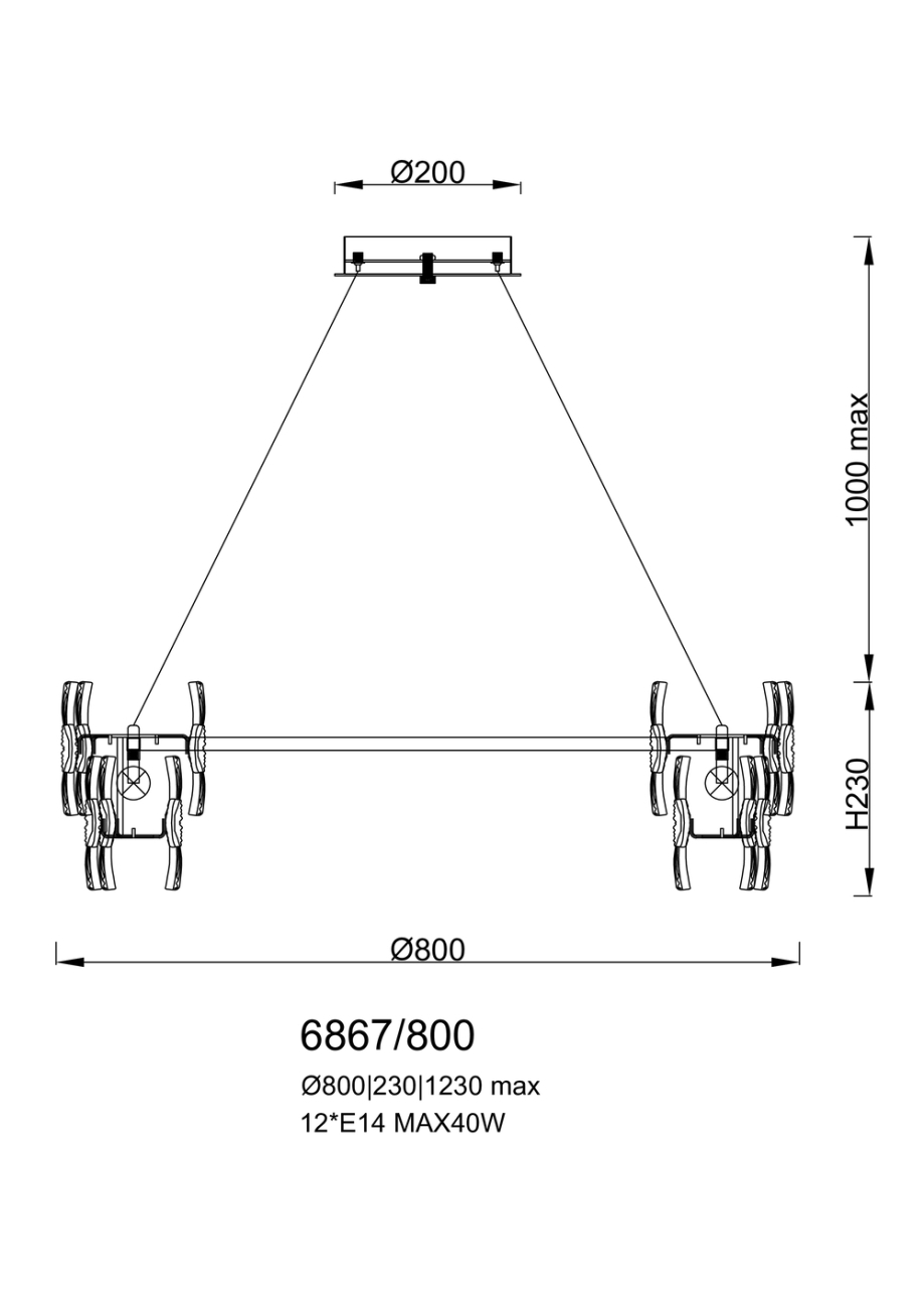 Подвесная люстра fleur le6867/800 gd