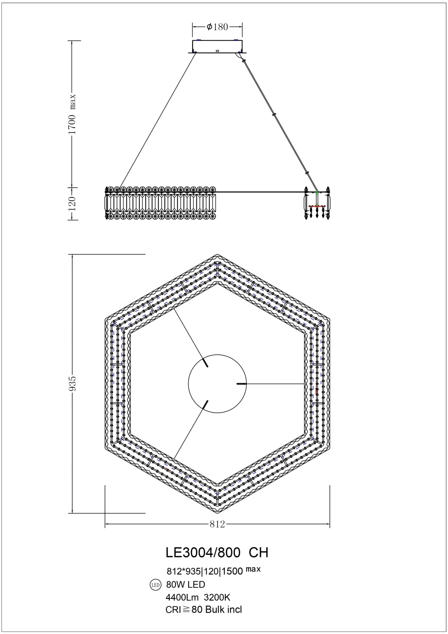 Подвесная люстра justine le3004/800 ch