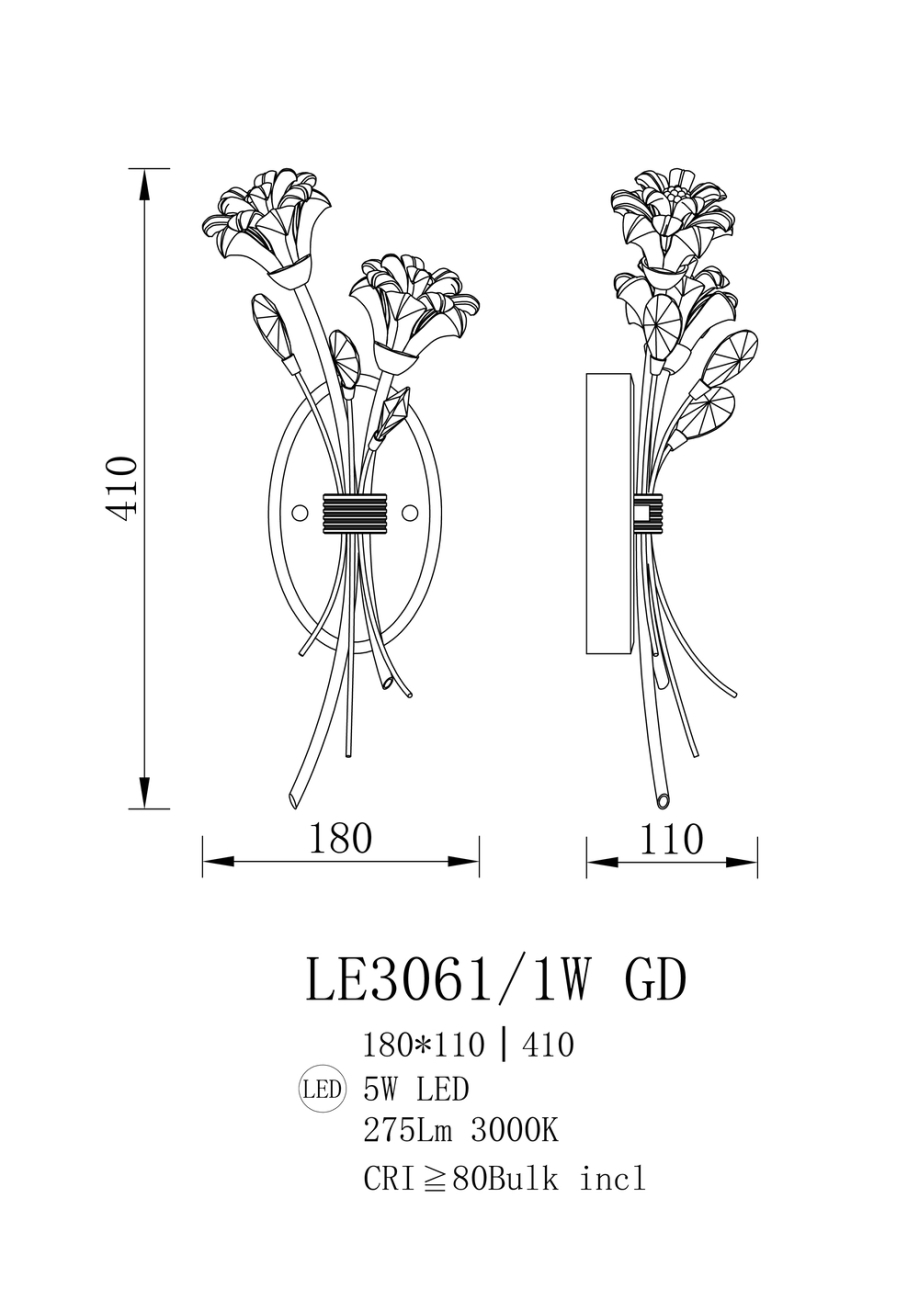 Бра octavia le3061/1w gd
