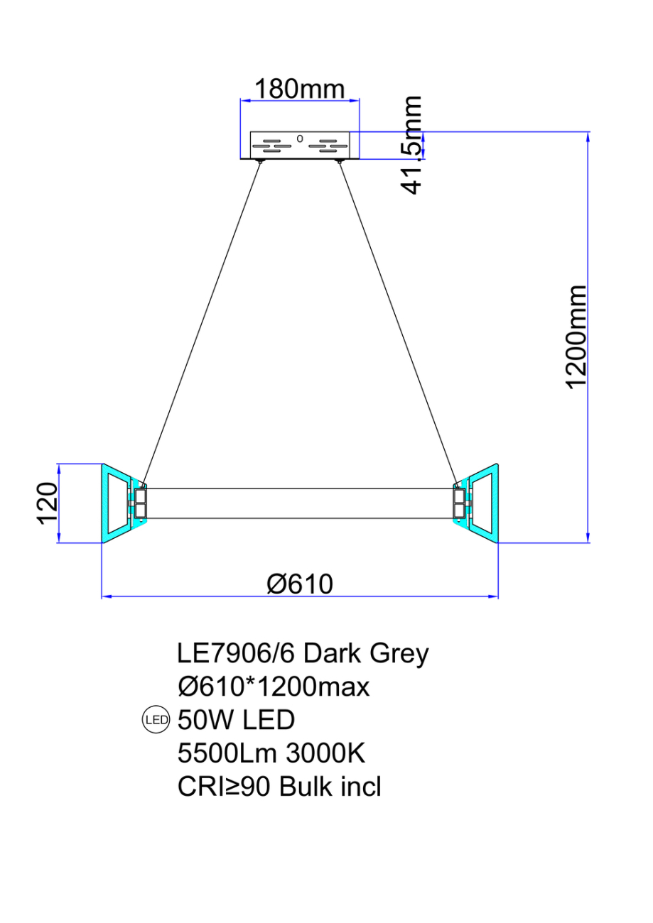 Подвесная люстра tina le7906/6 dark grey