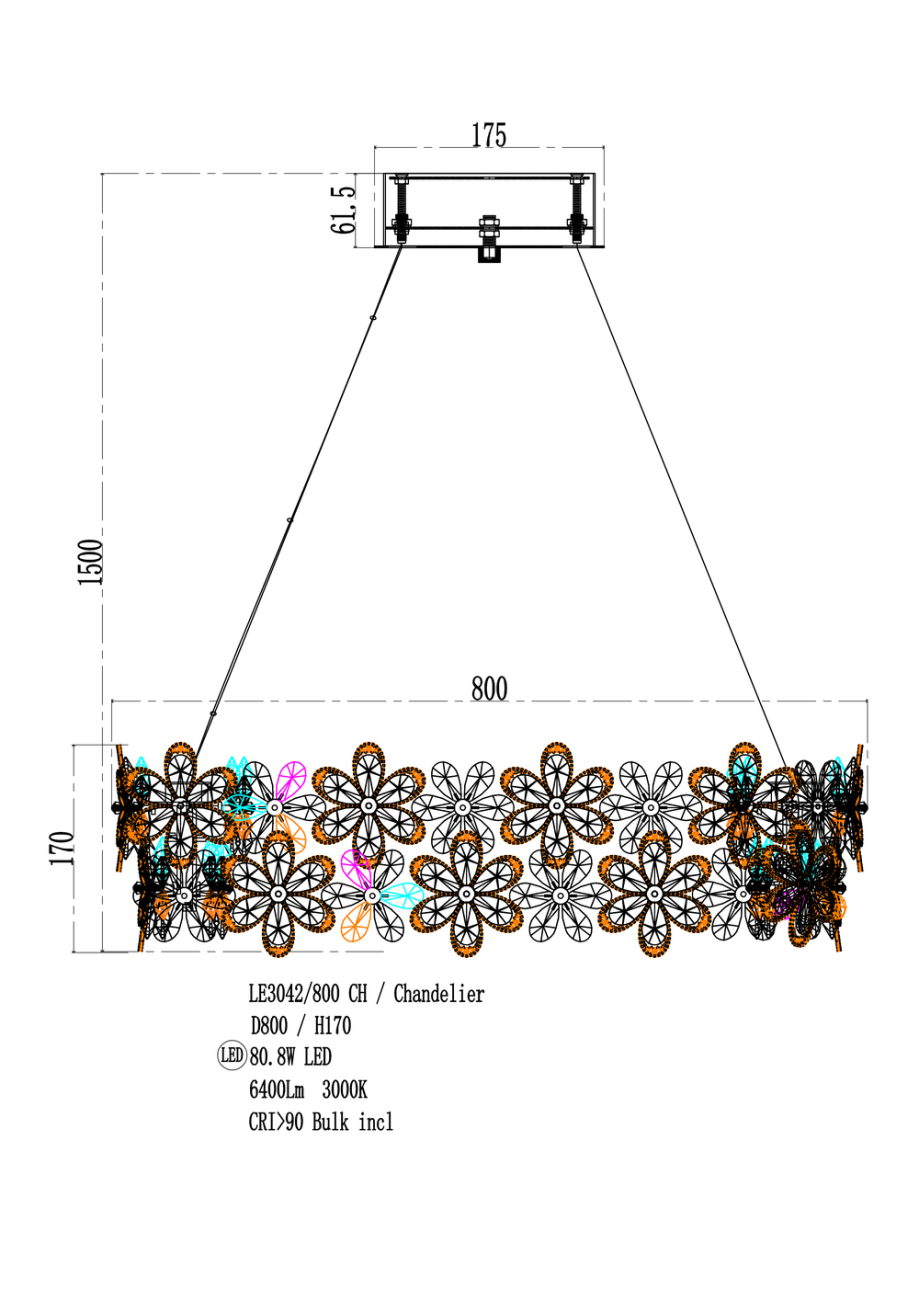 Подвесная люстра agathe le3042/800 ch