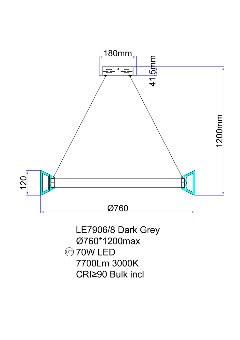 Подвесная люстра tina le7906/8 dark grey