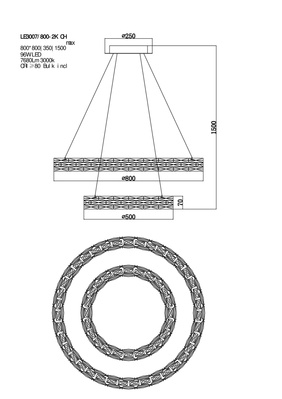 Подвесная люстра lucie le3007/800-2k ch