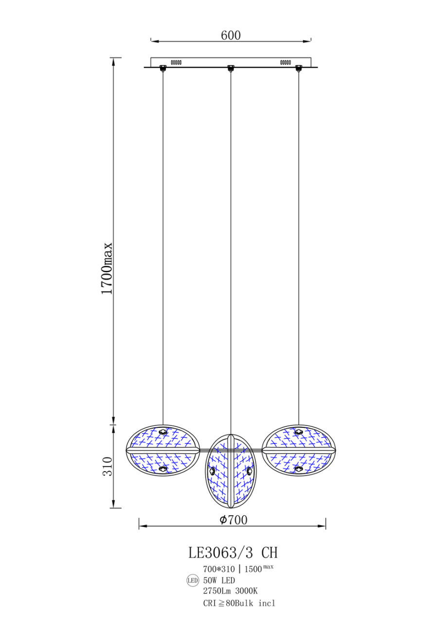 Подвесная люстра kari le3063/3 ch
