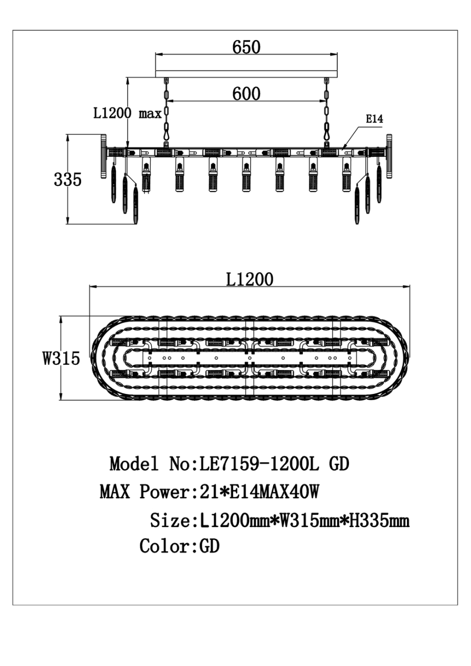 Подвесная люстра noemi le7159/1200l gd
