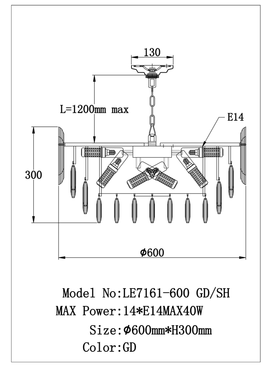 Подвесная люстра jacqueline le7161/600 gd/sh