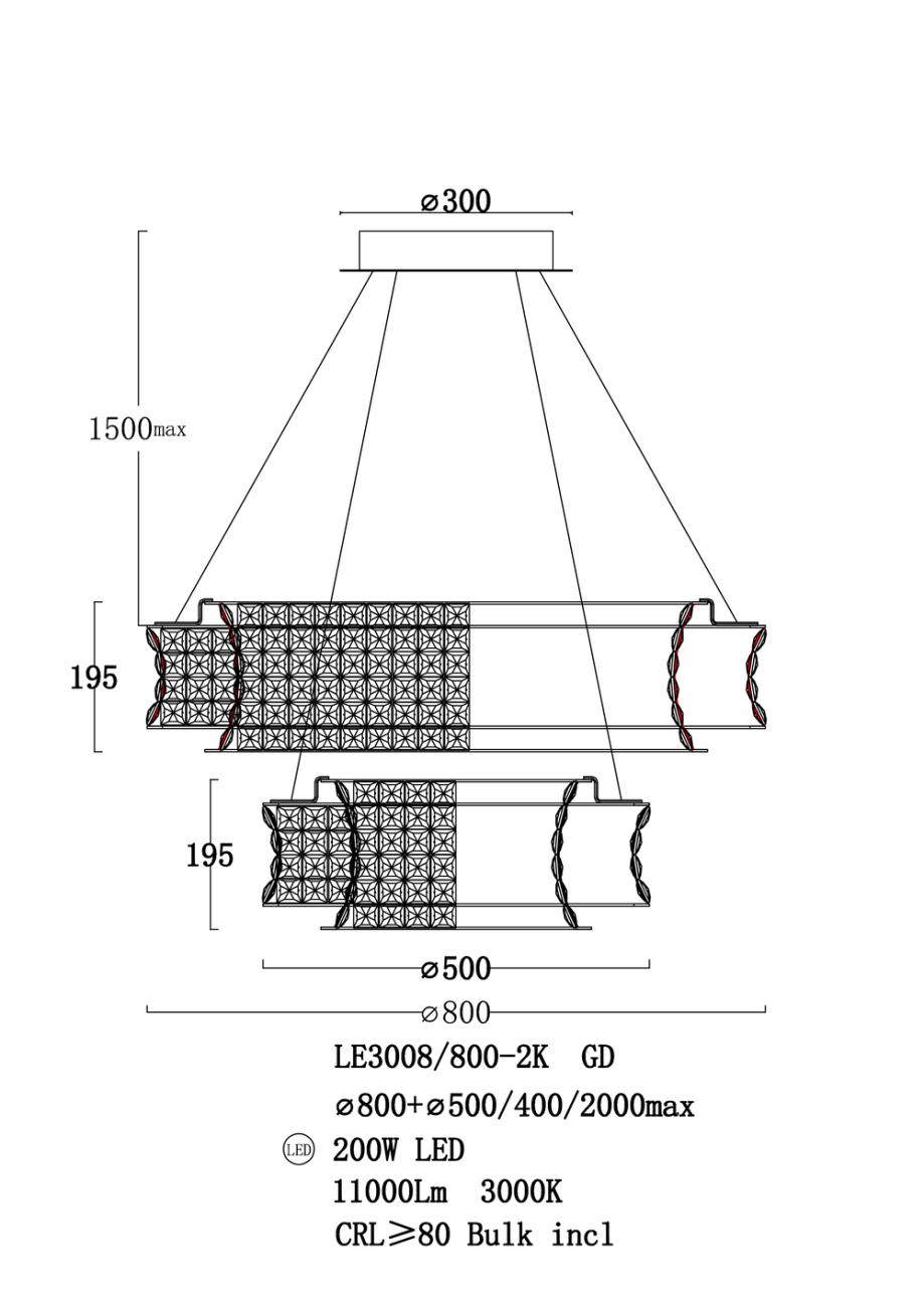 Подвесная люстра aurelie le3008/800-2k gd