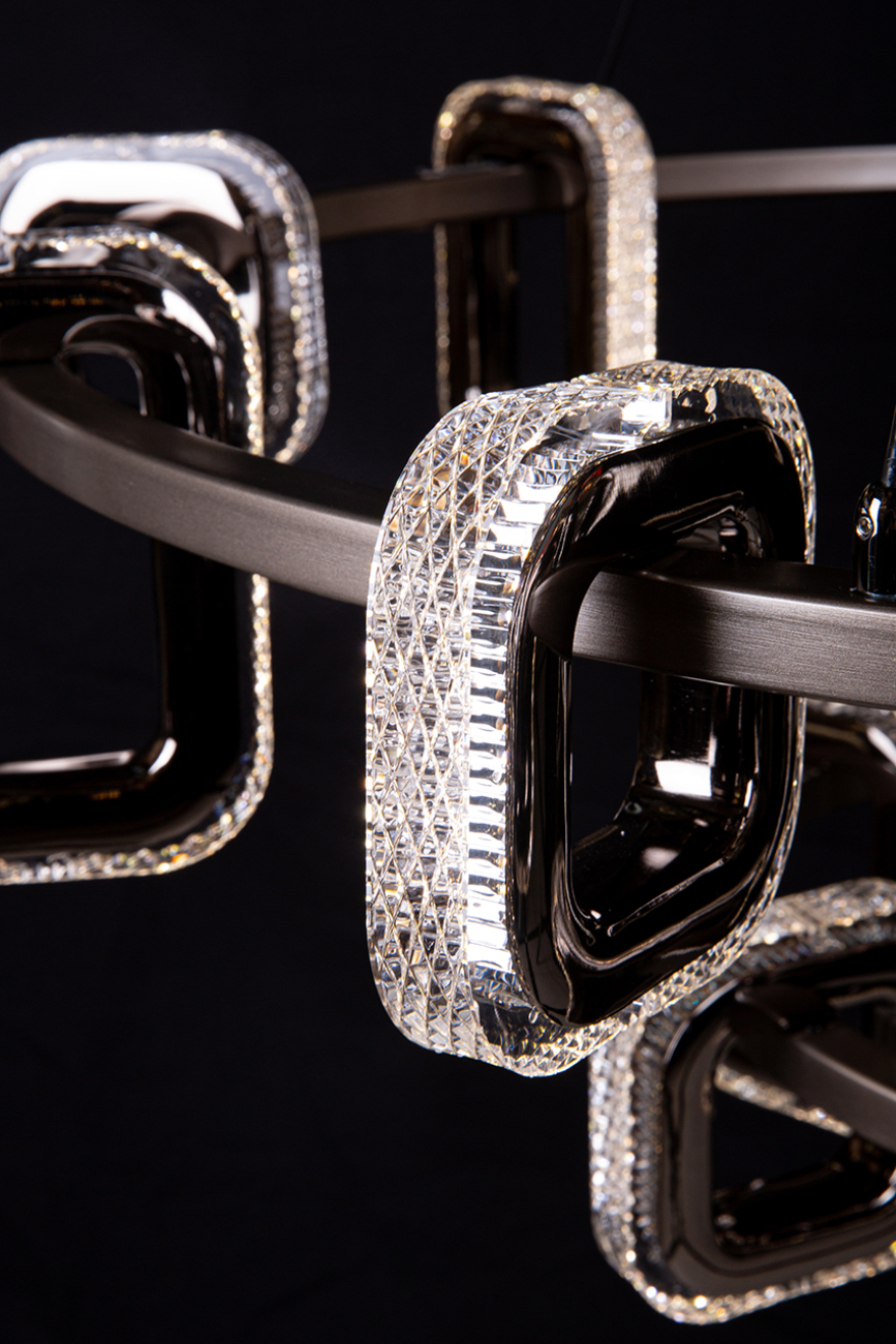 Подвесная люстра theona le7701/10+5 grey/black chrome