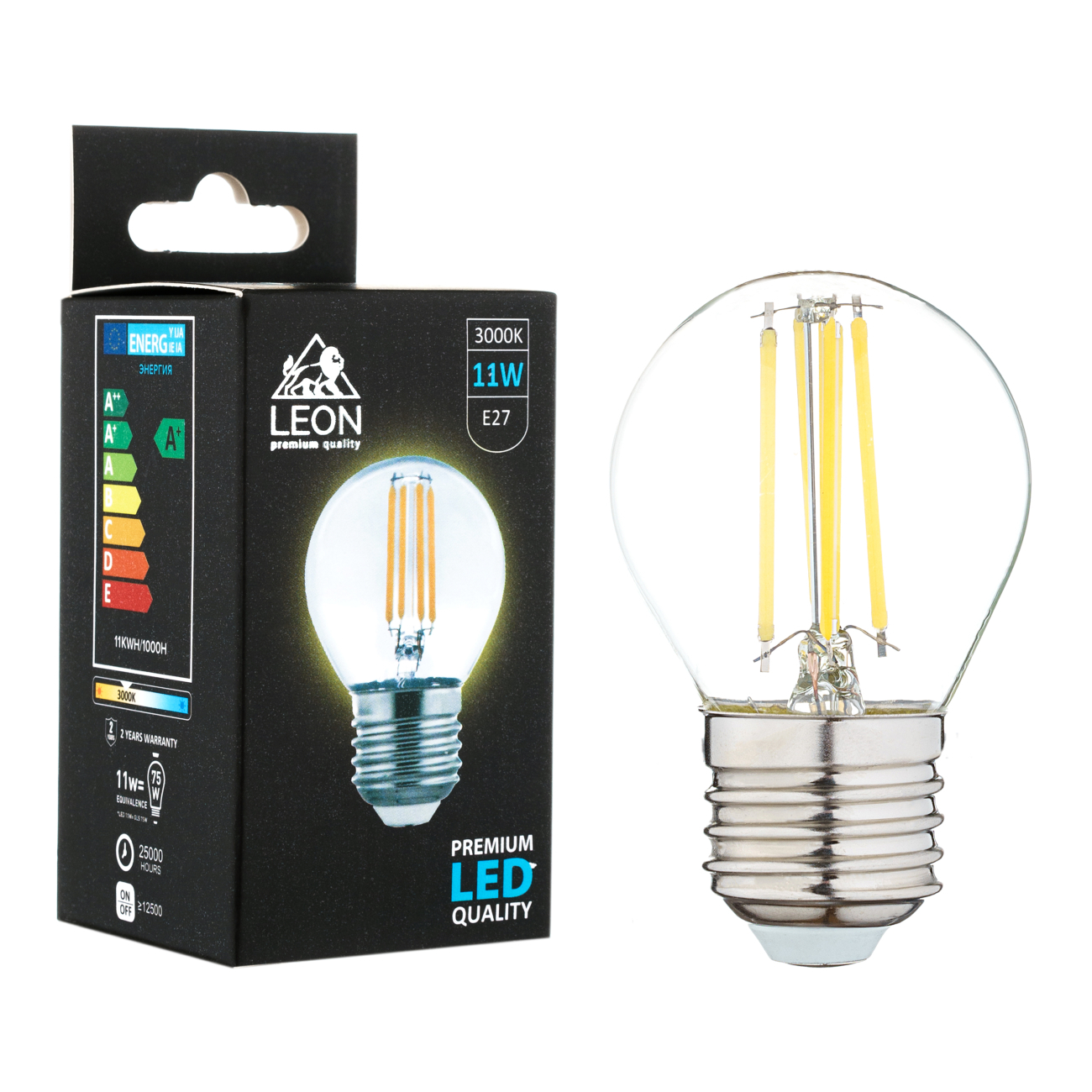 Светодиодная лампа leon le-g45-11w-3000k-e27/cl