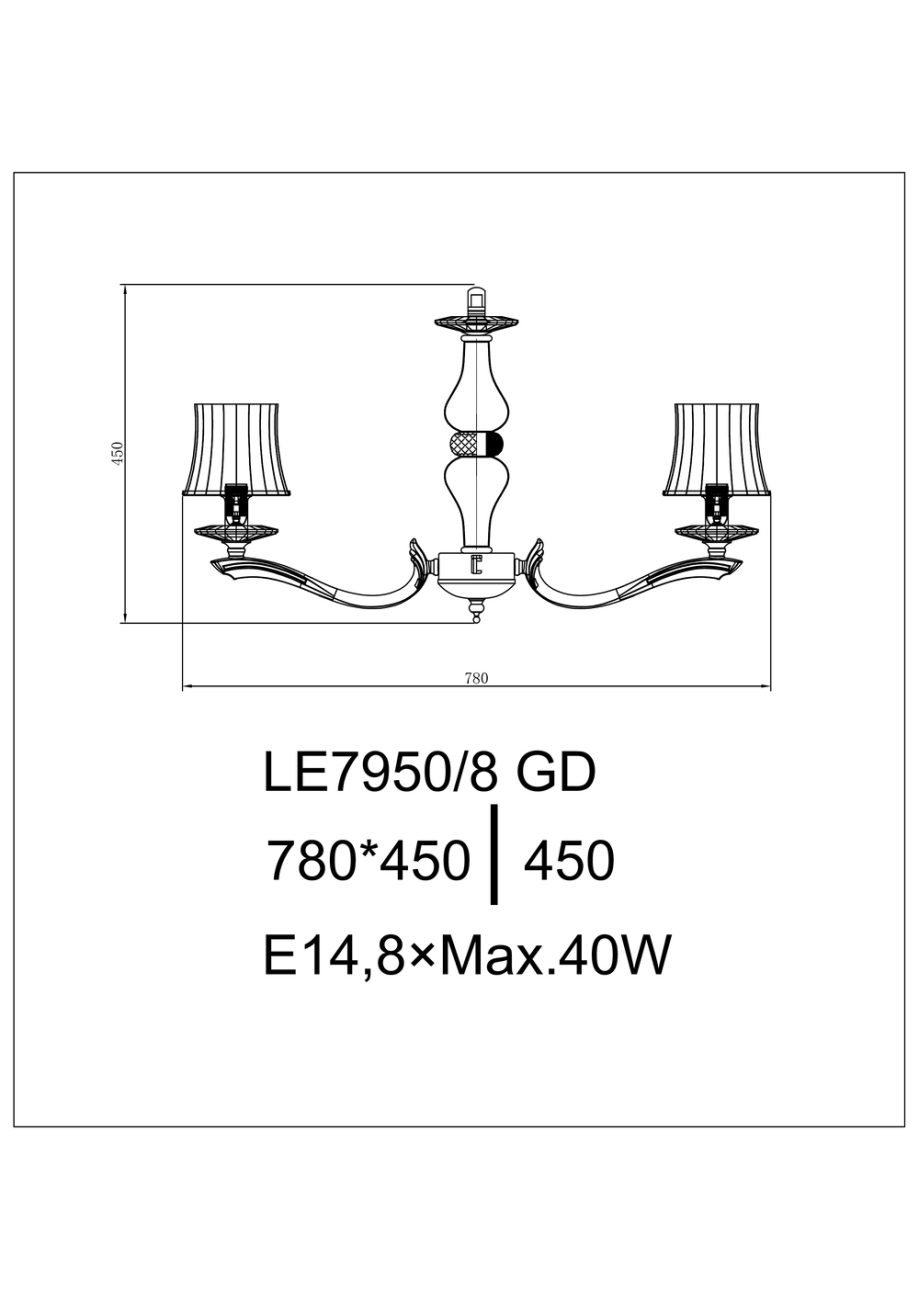 Подвесная люстра giorgia le7950/8 gd