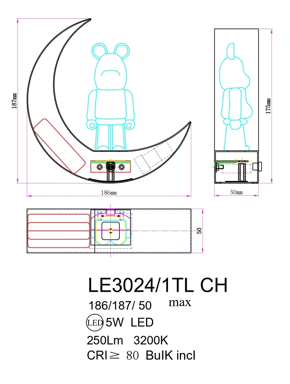 Настольная лампа joli le3024/1tl ch