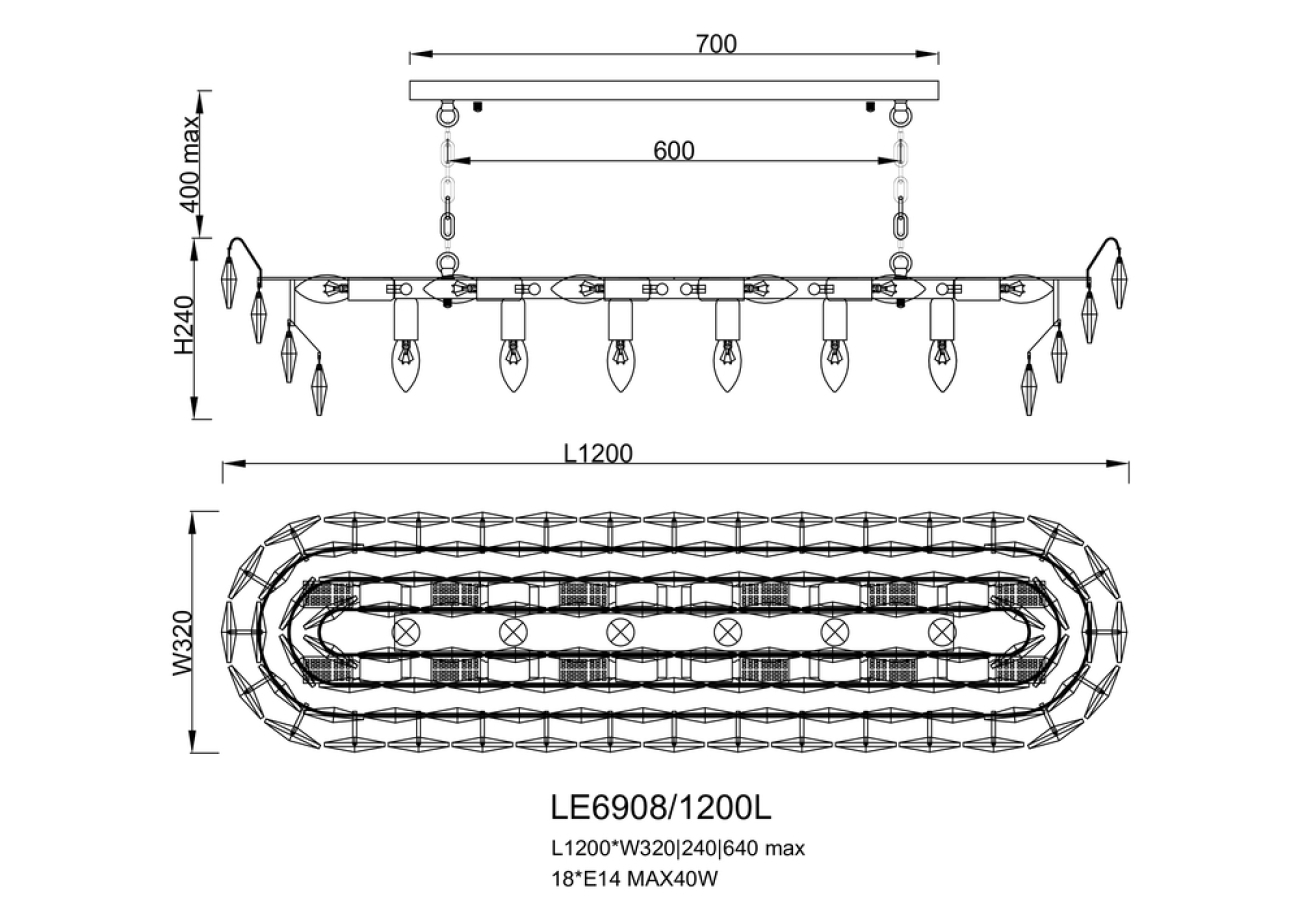 Подвесная люстра florence le6908/1200l ch