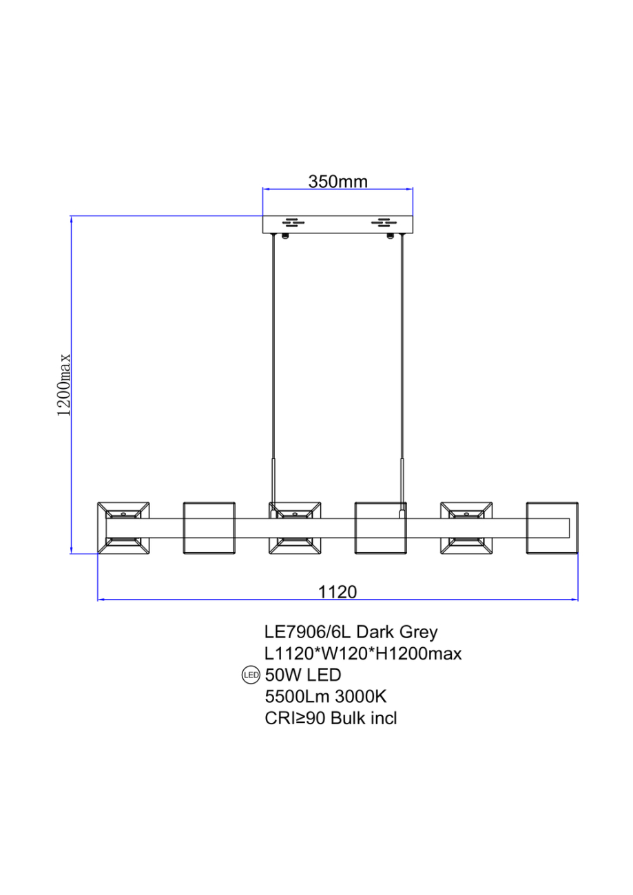 Подвесная люстра tina le7906/6l dark grey