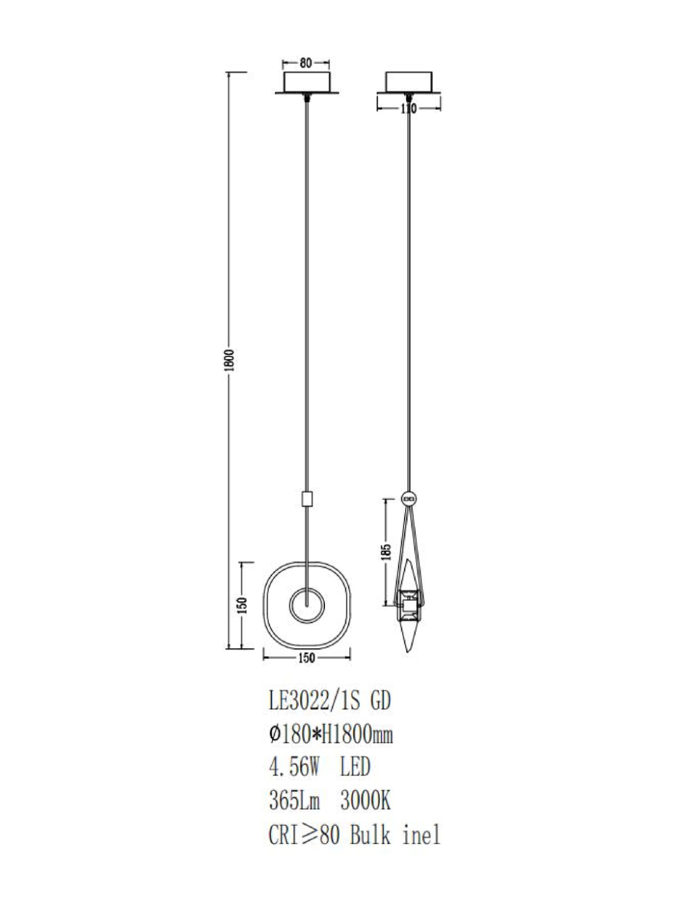 Подвесной светильник illusion le3022/1s gd
