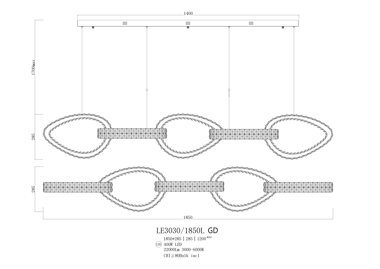 Подвесная люстра veronique le3030/1850l gd