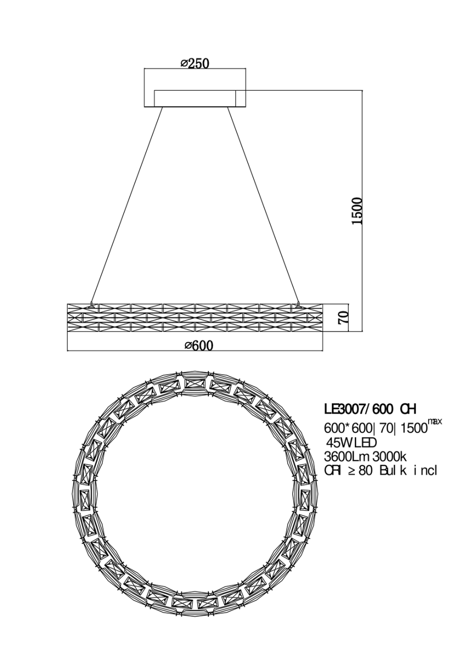 Подвесная люстра lucie le3007/600 ch