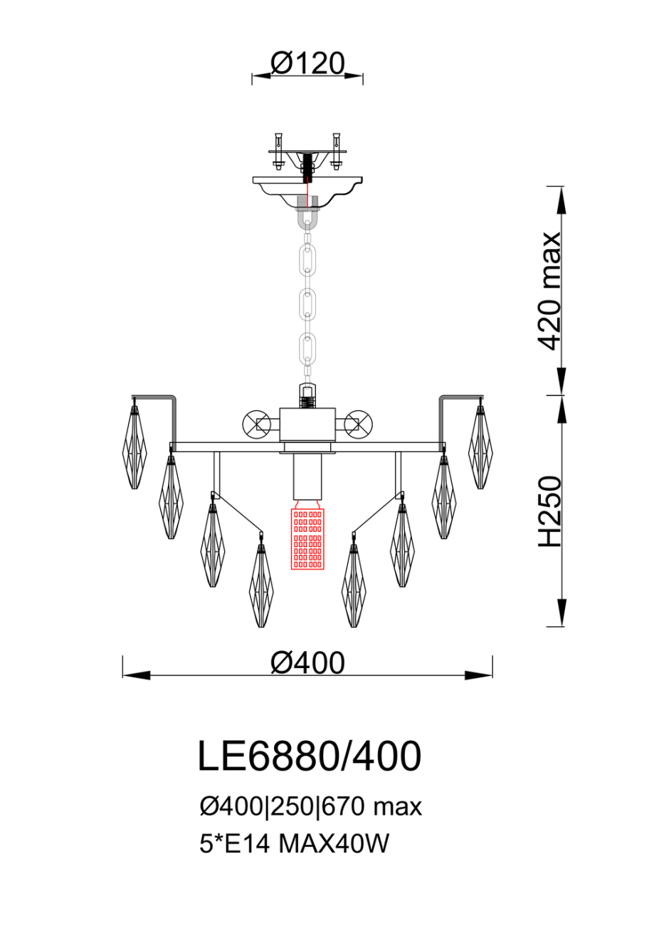 Подвесная люстра melanie le6880/400 gd