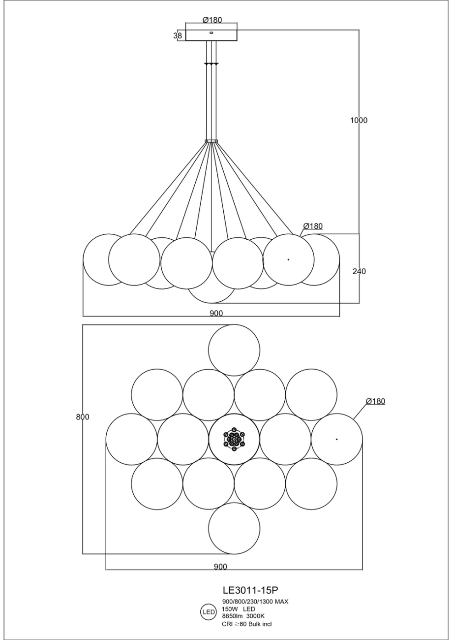 Подвесная люстра eve le3011/15