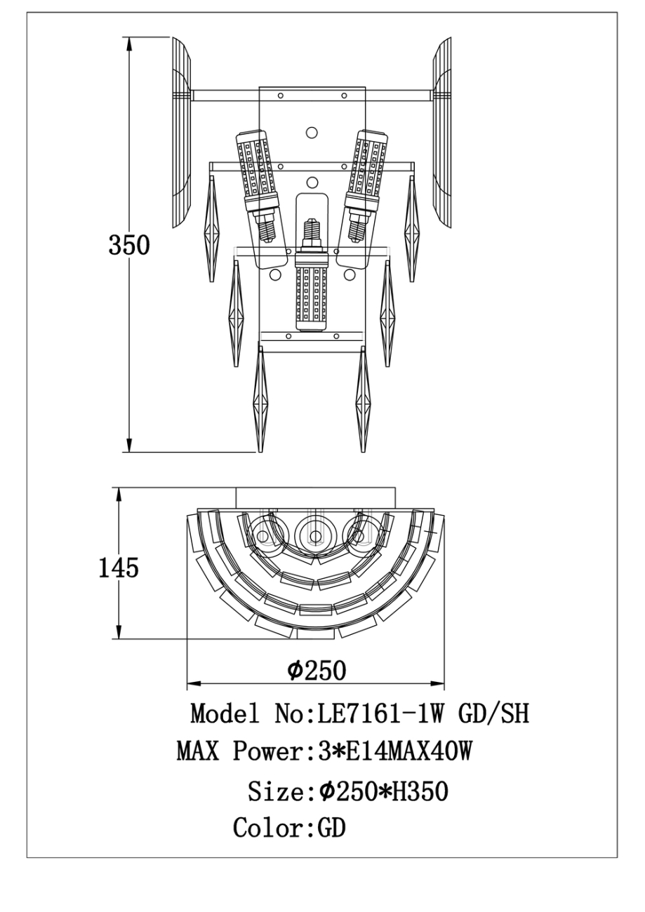 Бра jacqueline le7161/1w gd/sh