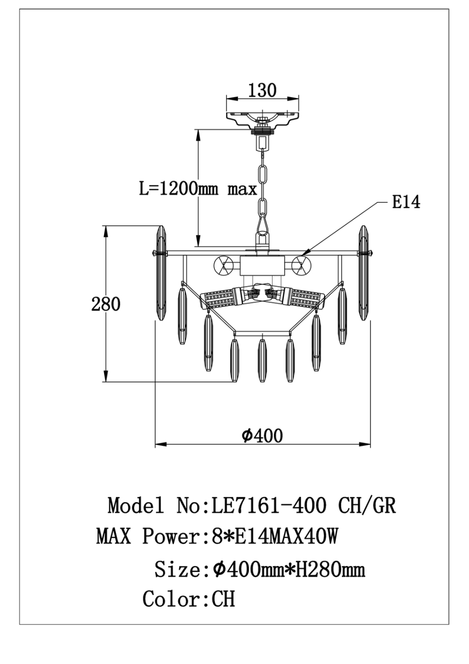 Подвесная люстра jacqueline le7161/400 ch/gr