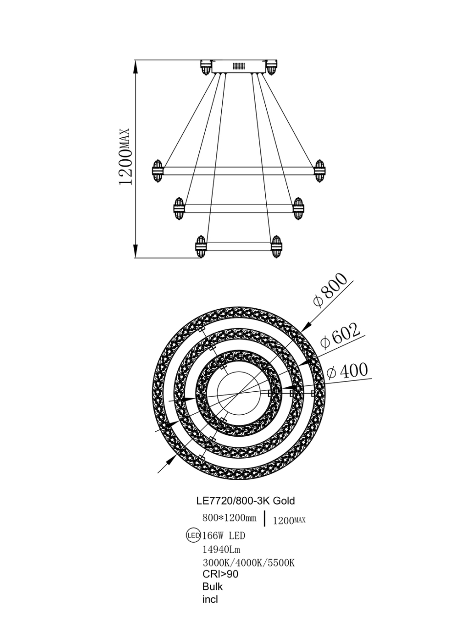 Подвесная люстра michel le7720/800-3k gold