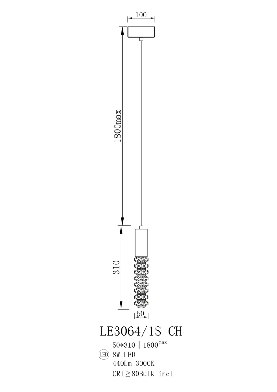Подвесной светильник tesla le3064/1s ch