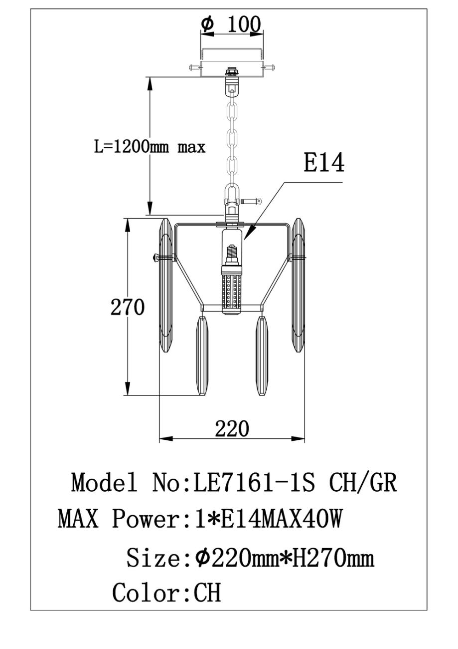 Подвесной светильник jacqueline le7161/1s ch/gr