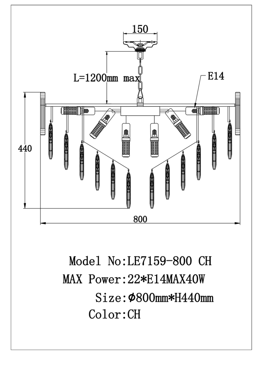 Подвесная люстра noemi le7159/800 ch